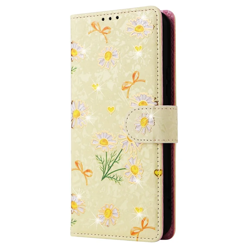 Per Samsung Galaxy A54 5G Custodia Blocco RFID Custodia Magnetica per Telefono con Design Laccato - Margherita Gialla