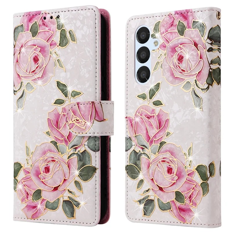 For Samsung Galaxy A54 5G Case RFID Blocking Magnetic Phone Cover with Lacquered Design - Flower