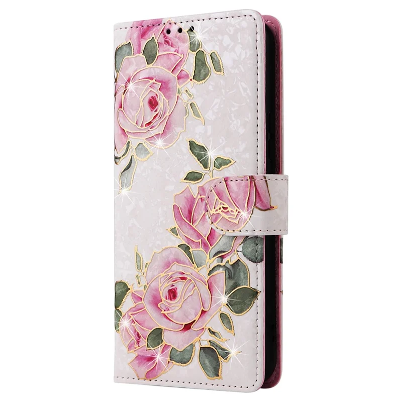 For Samsung Galaxy A54 5G Case RFID Blocking Magnetic Phone Cover with Lacquered Design - Flower