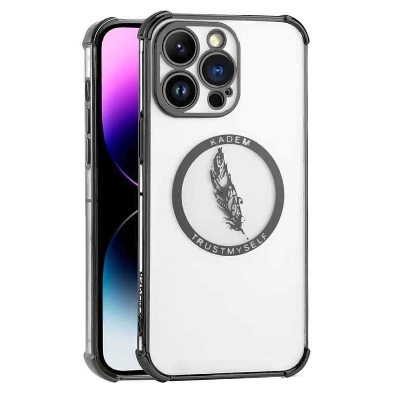 KADEM For iPhone 14 Pro Max Case Four Corners Anti-Drop Electroplated TPU Phone Shell - Black