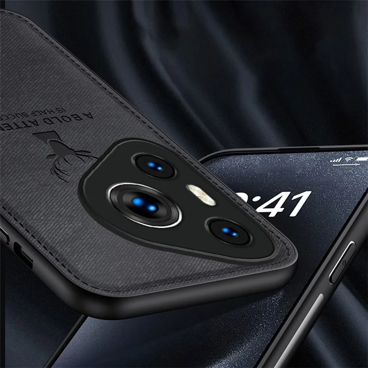 For Huawei Pura 70 Case Deer Pattern Cloth Texture Leather+PC+TPU Hybrid Phone Cover - Black