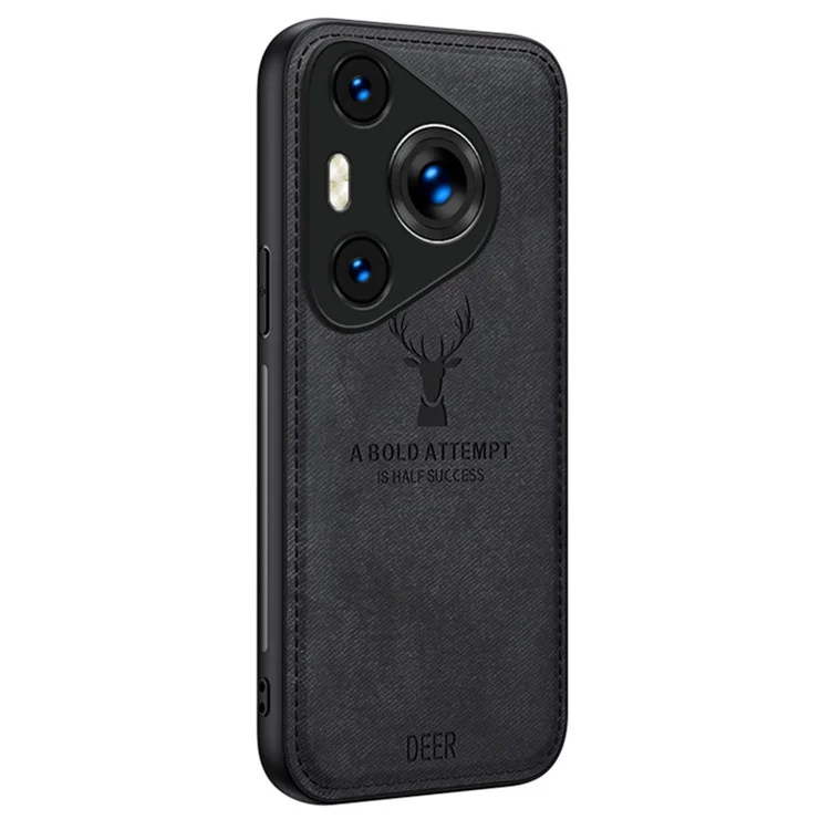 Para Huawei Pura 70 Pro / Pura 70 Pro+ Hybrid Case Deer Pattern Cloth Texture Leather+PC+TPU Protective Cover - Negro
