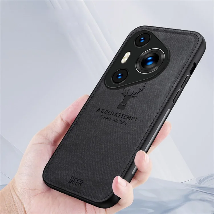 Para Huawei Pura 70 Pro / Pura 70 Pro+ Hybrid Case Deer Pattern Cloth Texture Leather+PC+TPU Protective Cover - Negro