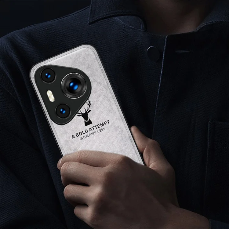 Para Huawei Pura 70 Pro / Pura 70 Pro+ Hybrid Case Deer Pattern Cloth Texture Leather+PC+TPU Protective Cover - Negro