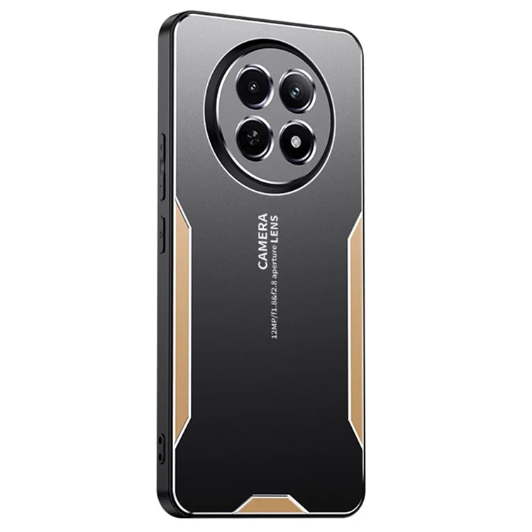 For Realme 12 5G Case Aluminum Alloy+TPU+PC Slim Protective Phone Shell - Gold