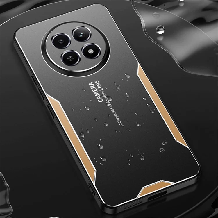 For Realme 12 5G Case Aluminum Alloy+TPU+PC Slim Protective Phone Shell - Gold