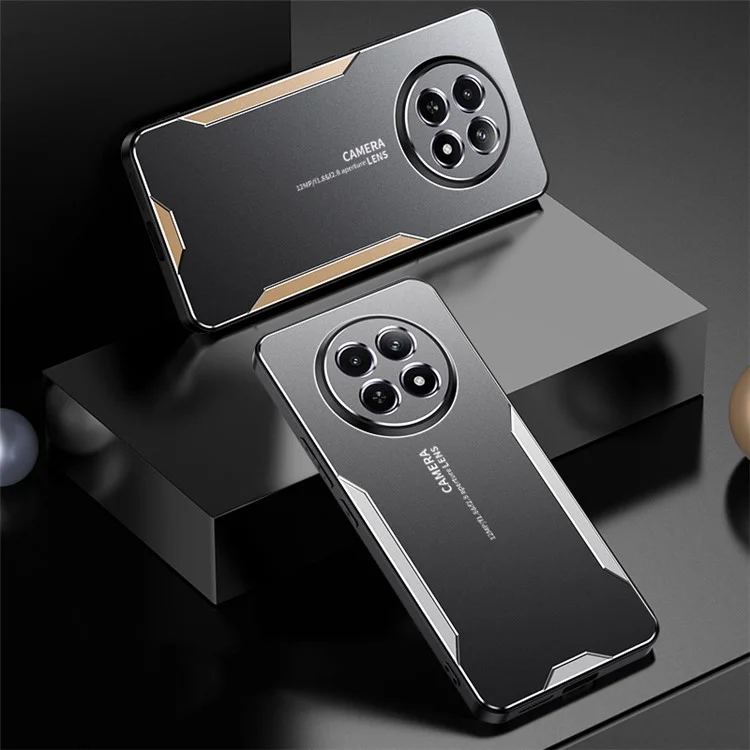 For Realme 12 5G Case Aluminum Alloy+TPU+PC Slim Protective Phone Shell - Gold