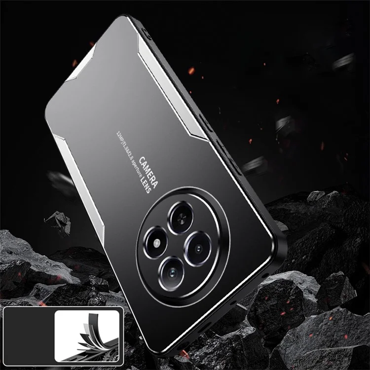 For Realme 12 5G Case Aluminum Alloy+TPU+PC Slim Protective Phone Shell - Gold