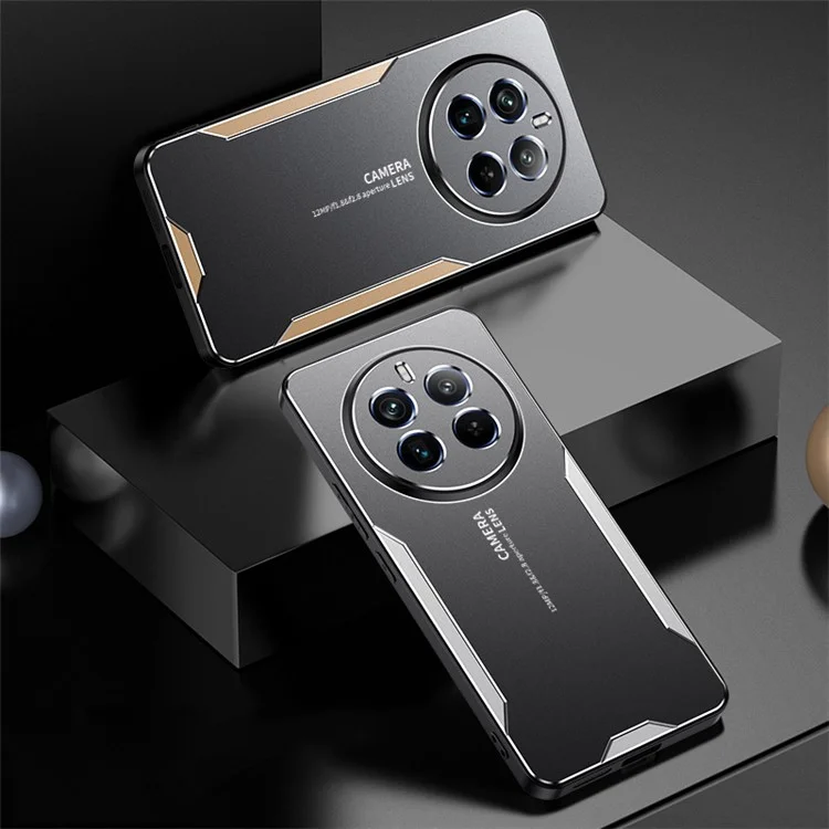 For Realme 12 4G / 12+ 5G Case Aluminum Alloy+TPU+PC Slim Shockproof Phone Cover - Gold