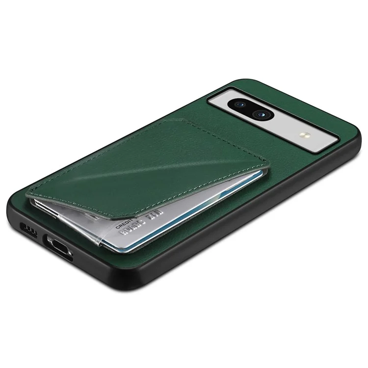 Per Google Pixel 7a Case PU Leather+PC+TPU Hidden Back Card Holder Phone Cover - Verde