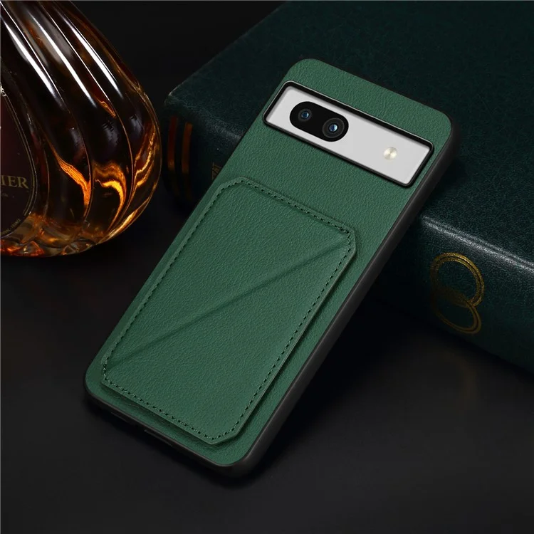 Per Google Pixel 7a Case PU Leather+PC+TPU Hidden Back Card Holder Phone Cover - Verde