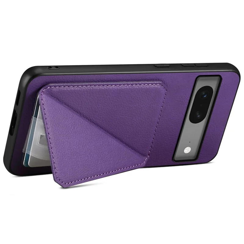 Für Google Pixel 7 5G-Hülle, Kartenfach, PU-Leder beschichtet PC+TPU, Ständer, Handyhülle - Lila