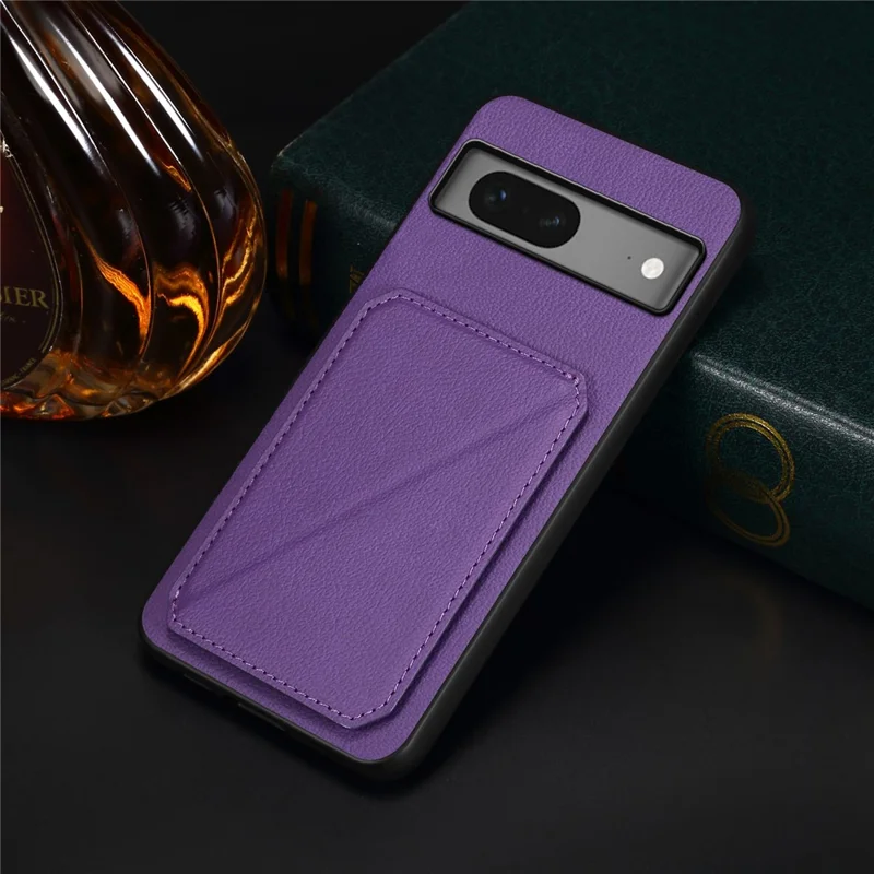 Für Google Pixel 7 5G-Hülle, Kartenfach, PU-Leder beschichtet PC+TPU, Ständer, Handyhülle - Lila