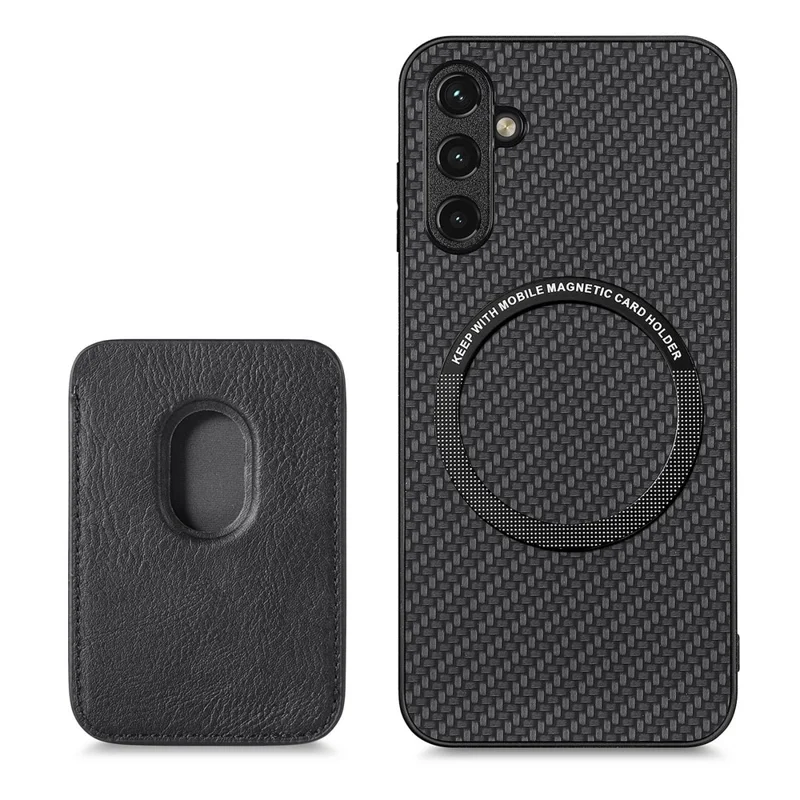 M2 For Samsung Galaxy A15 4G / 5G Drop-proof Case Magnetic Detachable Card Holder Phone Cover - Black