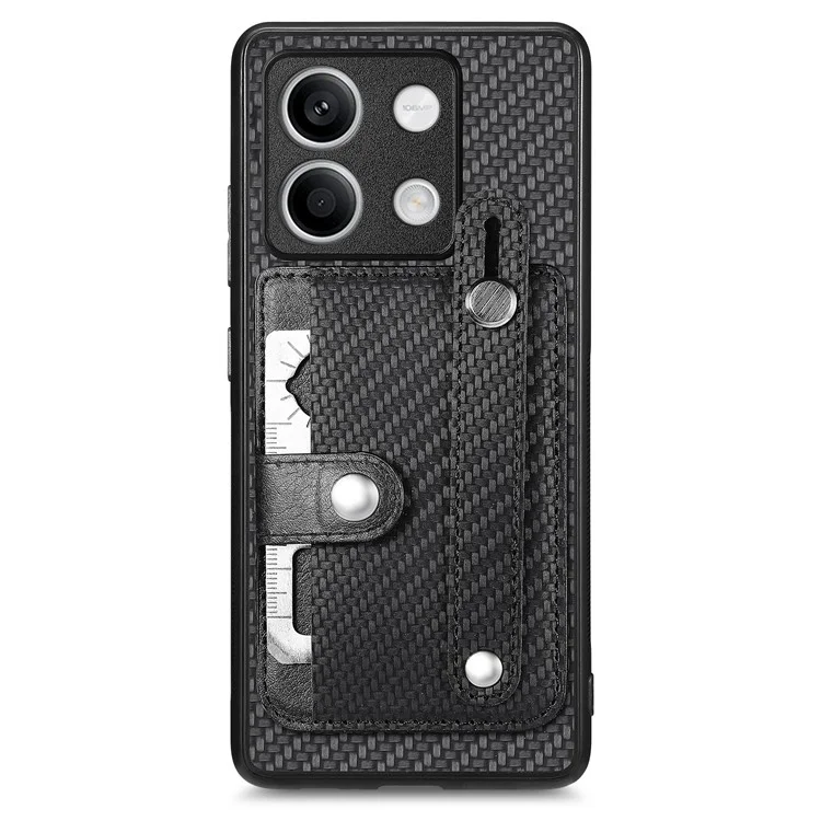 C1-01 Para Xiaomi Redmi Note 13 5G Case PC+TPU+Capa de Telefone de Couro Faixa de Pulso - Preto