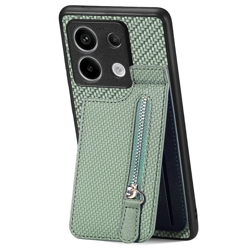 C1-03 For Xiaomi Redmi Note 13 Pro 5G / Poco X6 5G Case Vertical Kickstand Carbon Fiber Phone Shell - Green