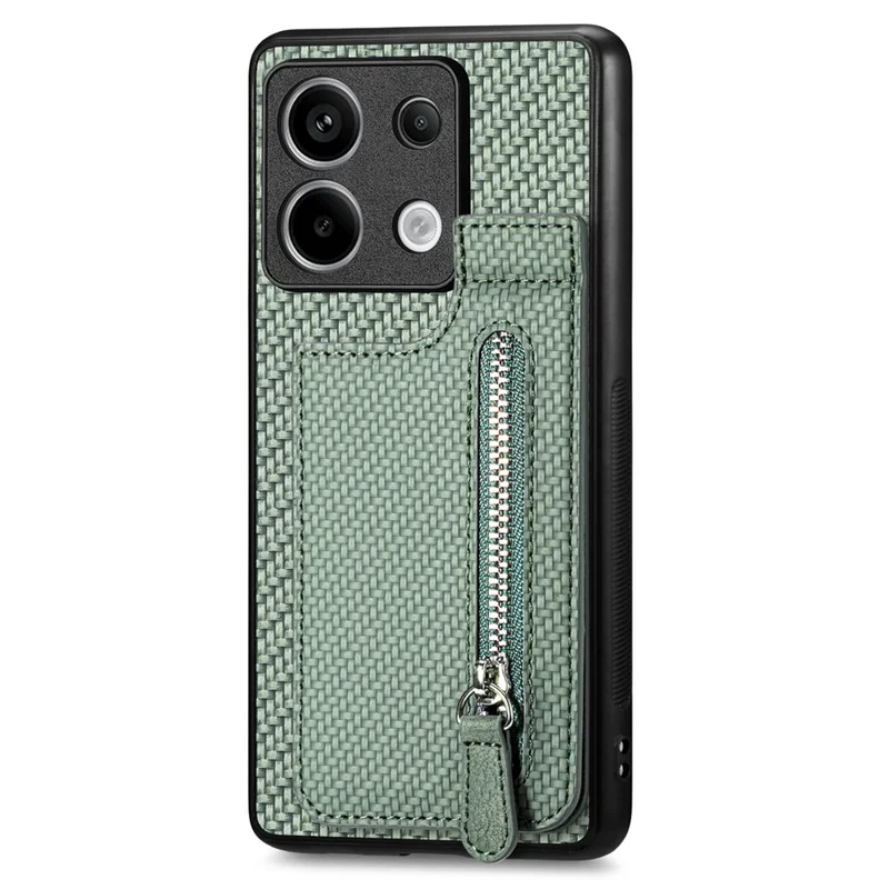 C1-03 For Xiaomi Redmi Note 13 Pro 5G / Poco X6 5G Case Vertical Kickstand Carbon Fiber Phone Shell - Green