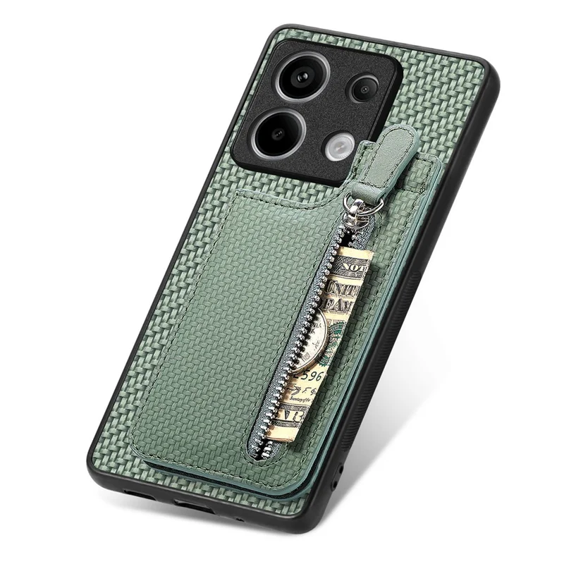 C1-03 For Xiaomi Redmi Note 13 Pro 5G / Poco X6 5G Case Vertical Kickstand Carbon Fiber Phone Shell - Green