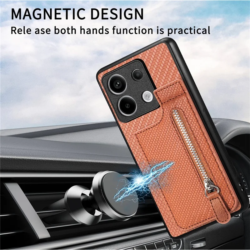 C1-03 For Xiaomi Redmi Note 13 Pro 5G / Poco X6 5G Case Vertical Kickstand Carbon Fiber Phone Shell - Green