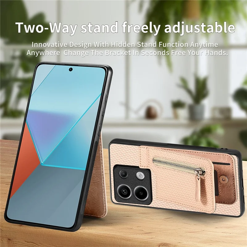 C1-03 For Xiaomi Redmi Note 13 Pro 5G / Poco X6 5G Case Vertical Kickstand Carbon Fiber Phone Shell - Green