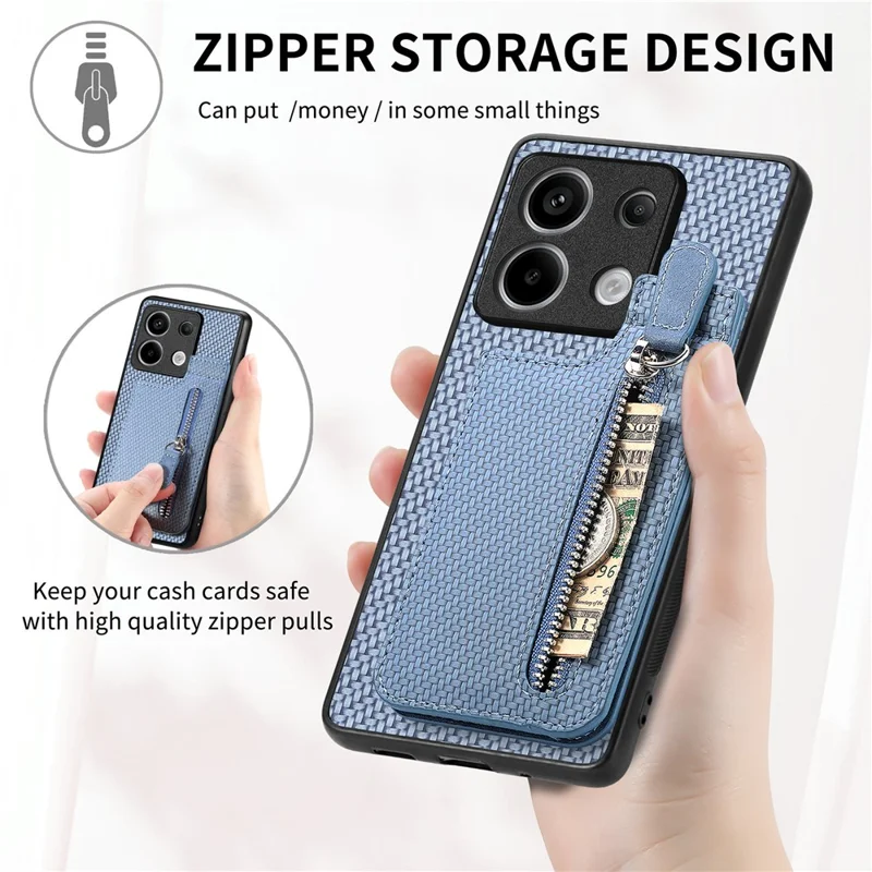 C1-03 For Xiaomi Redmi Note 13 Pro 5G / Poco X6 5G Case Vertical Kickstand Carbon Fiber Phone Shell - Green