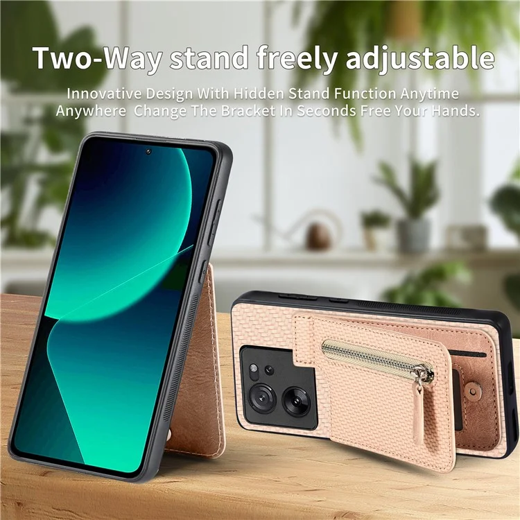 C1-03 Pour Xiaomi 13T / 13T Pro / Redmi K60 Ultra Étui Vertical avec Support Hybride Coque de Téléphone avec Poche Zippée - Vert