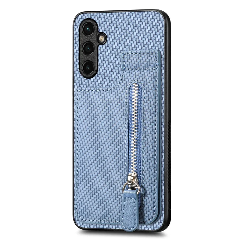 C1-03 For Samsung Galaxy A55 5G Case Drop-resistant Leather Coated TPU+PC Vertical Kickstand Phone Cover - Blue