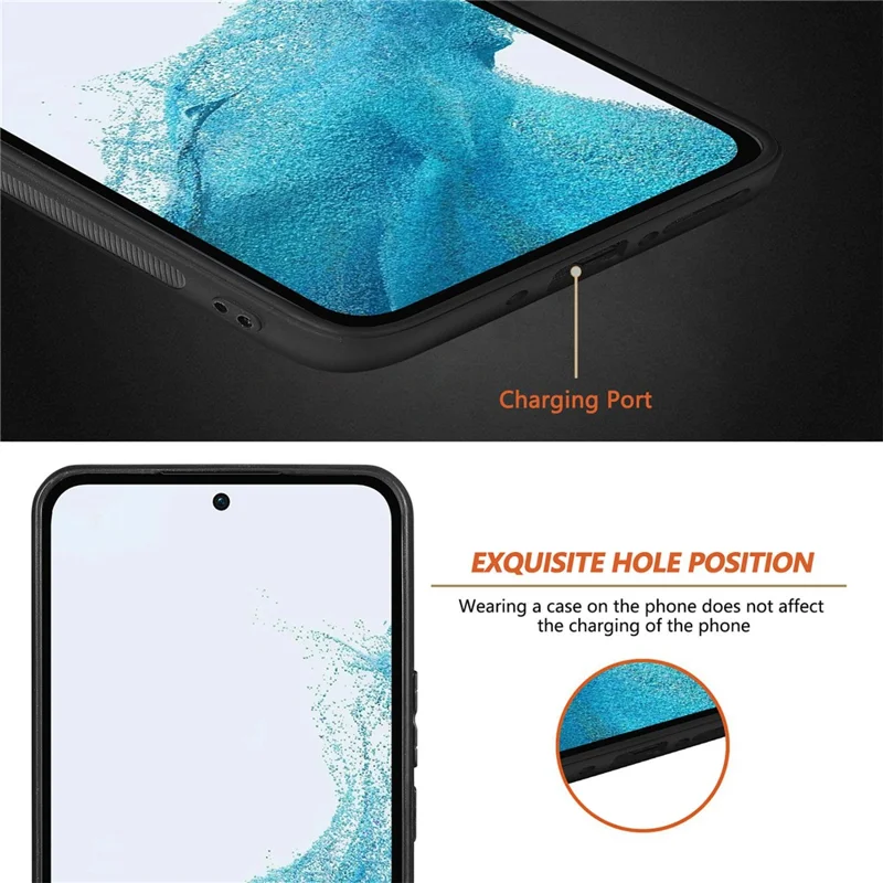 C1 Para Samsung Galaxy A15 4G / 5G Case Textura de Fibra de Carbona Textura PU Anti-race - Marrom
