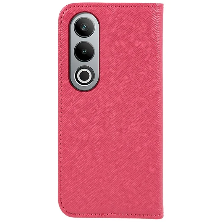 Per OnePlus Nord CE4 5G Case Custodia in Pelle PU Copertura del Telefono Texture a Croce Flip Wallet - Rosa