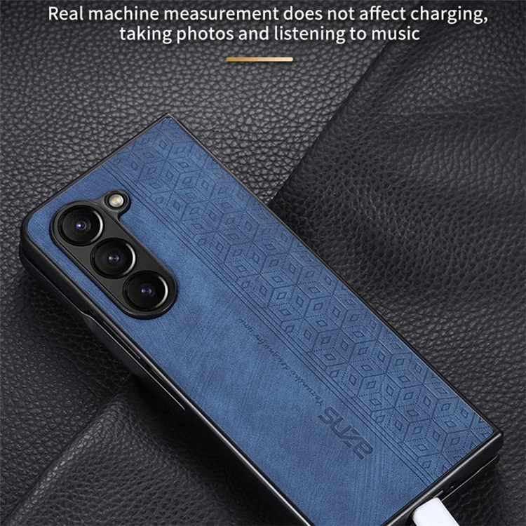 AZNS For Samsung Galaxy Z Fold6 5G Case PU Leather+Hard PC Non-Slip Grip Phone Cover - Brown