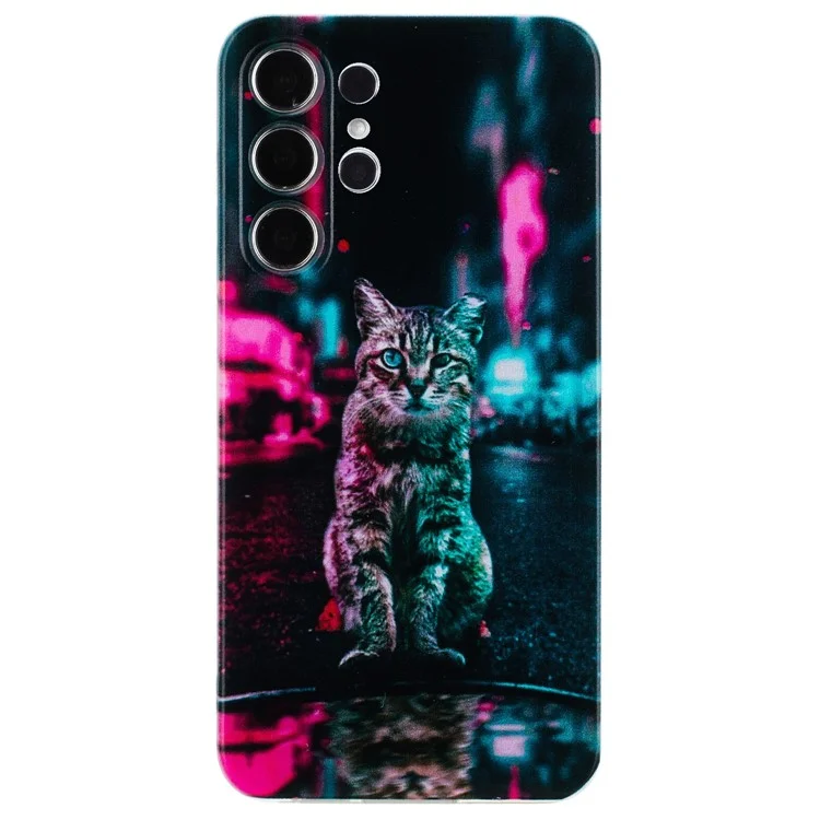 For Samsung Galaxy S24 Ultra Case Printed Pattern TPU Shockproof Protective Phone Cover - Light and Cat
