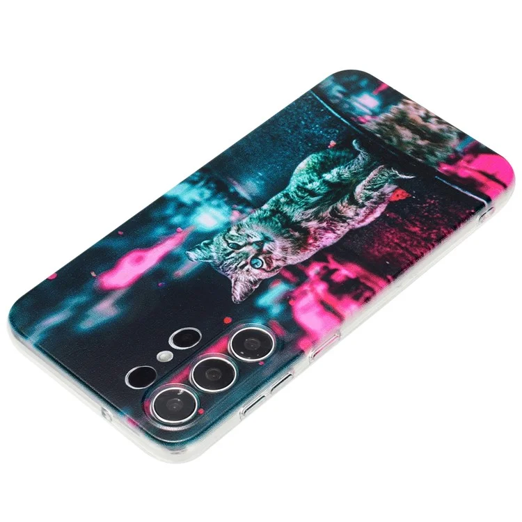 For Samsung Galaxy S24 Ultra Case Printed Pattern TPU Shockproof Protective Phone Cover - Light and Cat