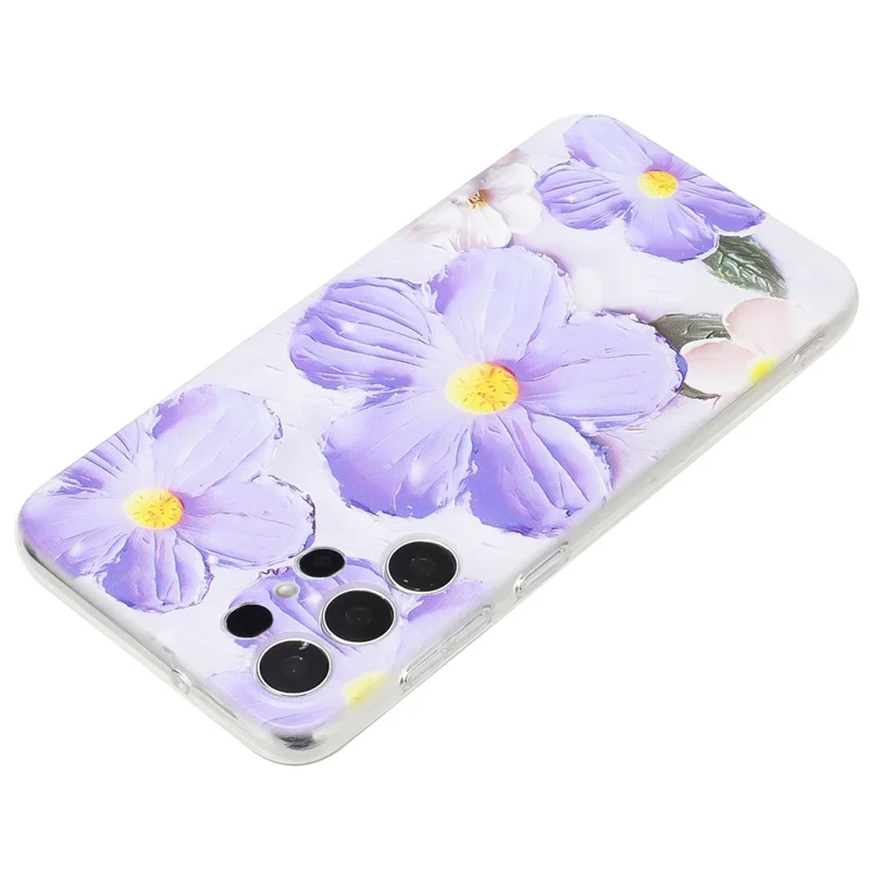 For Samsung Galaxy S24 Ultra Case Printed Pattern TPU Shockproof Protective Phone Cover - Purple Flower