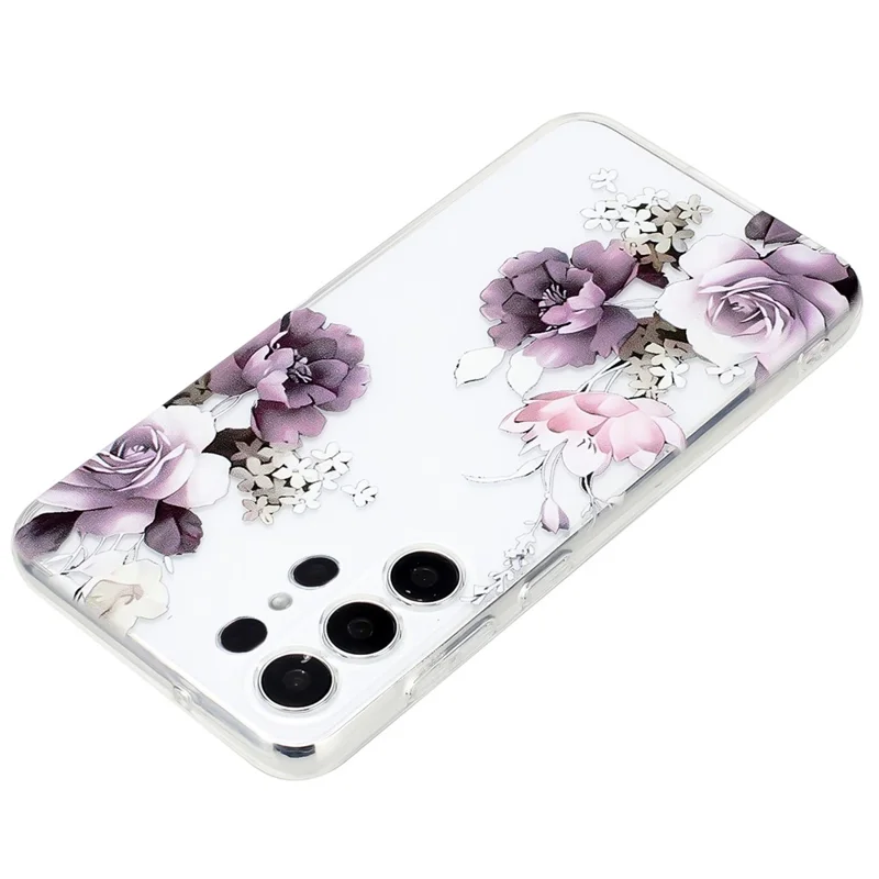 For Samsung Galaxy S24 Ultra Case Printed Pattern TPU Shockproof Protective Phone Cover - Peony