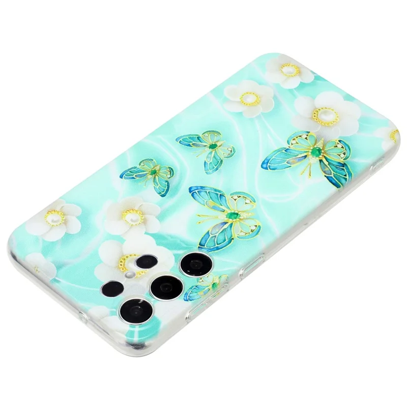 For Samsung Galaxy S23 Ultra TPU Case Camera Lens Protection Slim Pattern Phone Cover - Butterfly and Flower