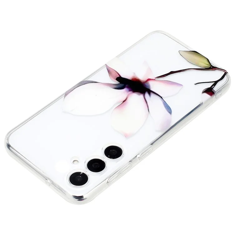 Per Samsung Galaxy A54 5G Case Pattern Printing Anti-Drop Soft TPU Phone Cover - White Flower