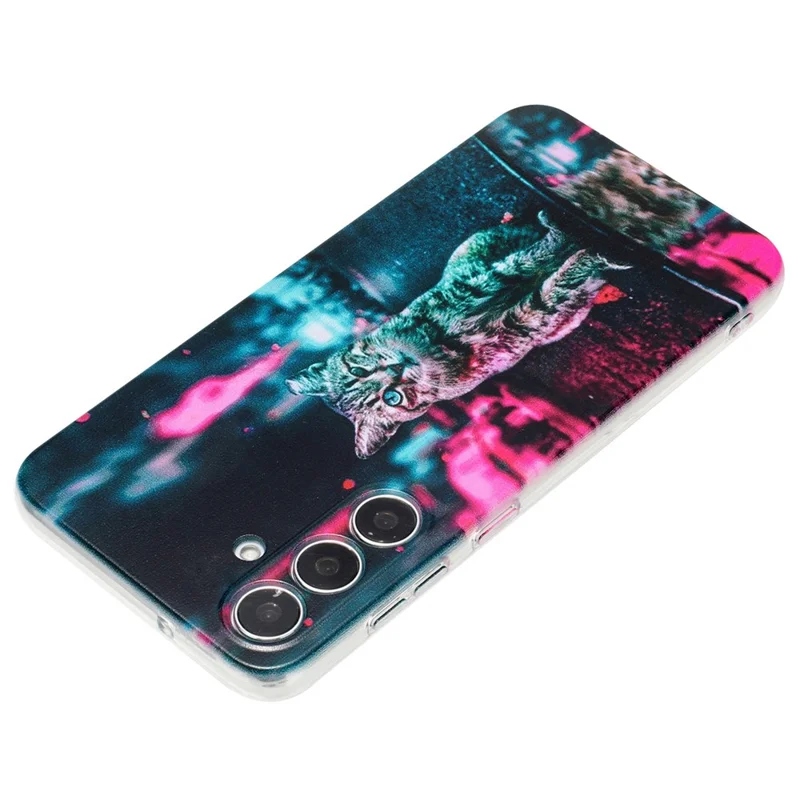For Samsung Galaxy A54 5G Case Pattern Printing Anti-Drop Soft TPU Phone Cover - Light and Cat