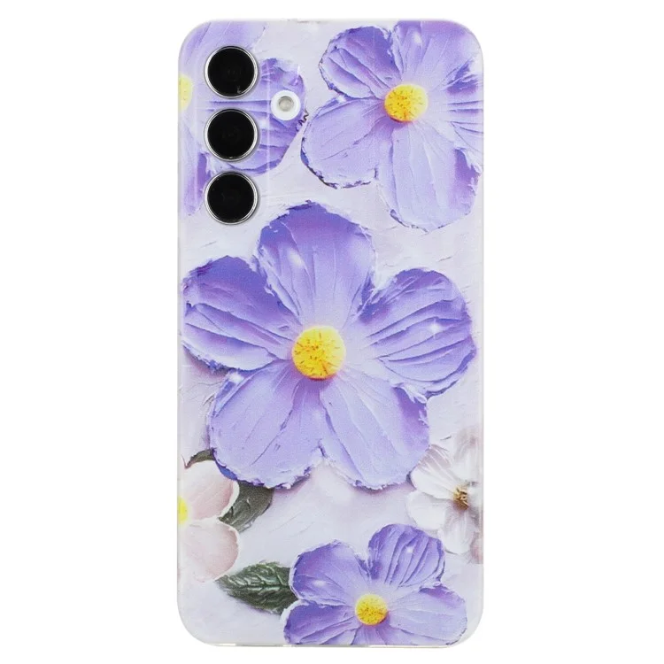 For Samsung Galaxy A34 5G Case Pattern Printing Shockproof Soft TPU Phone Cover - Purple Flower