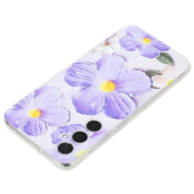 For Samsung Galaxy A34 5G Case Pattern Printing Shockproof Soft TPU Phone Cover - Purple Flower