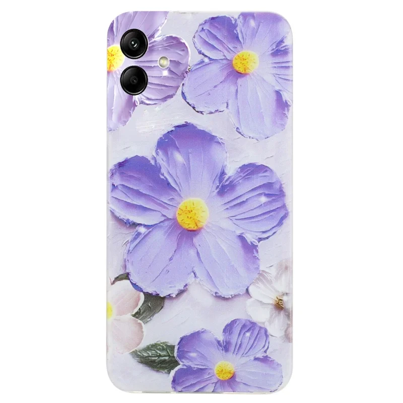 For Samsung Galaxy A05 4G Case TPU Scratch-proof Back Phone Cover with Printing Pattern - Purple Flower