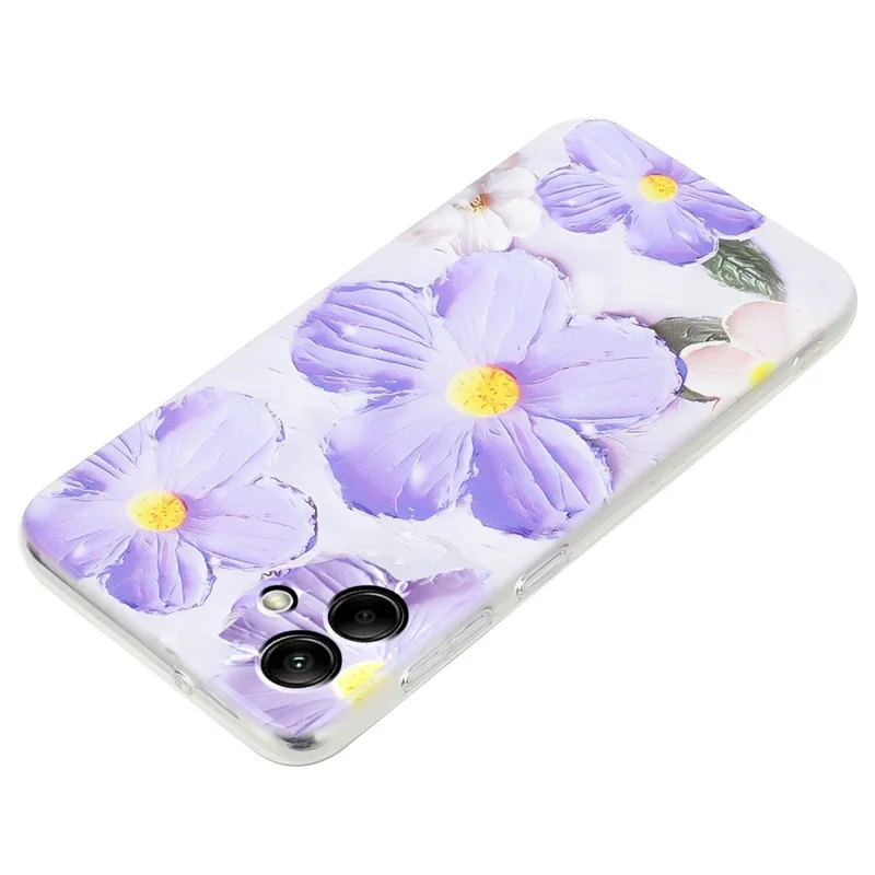 For Samsung Galaxy A05 4G Case TPU Scratch-proof Back Phone Cover with Printing Pattern - Purple Flower