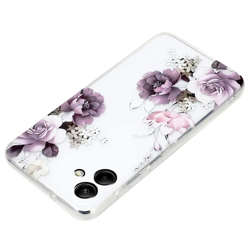 For Samsung Galaxy A05 4G Case TPU Scratch-proof Back Phone Cover with Printing Pattern - Peony