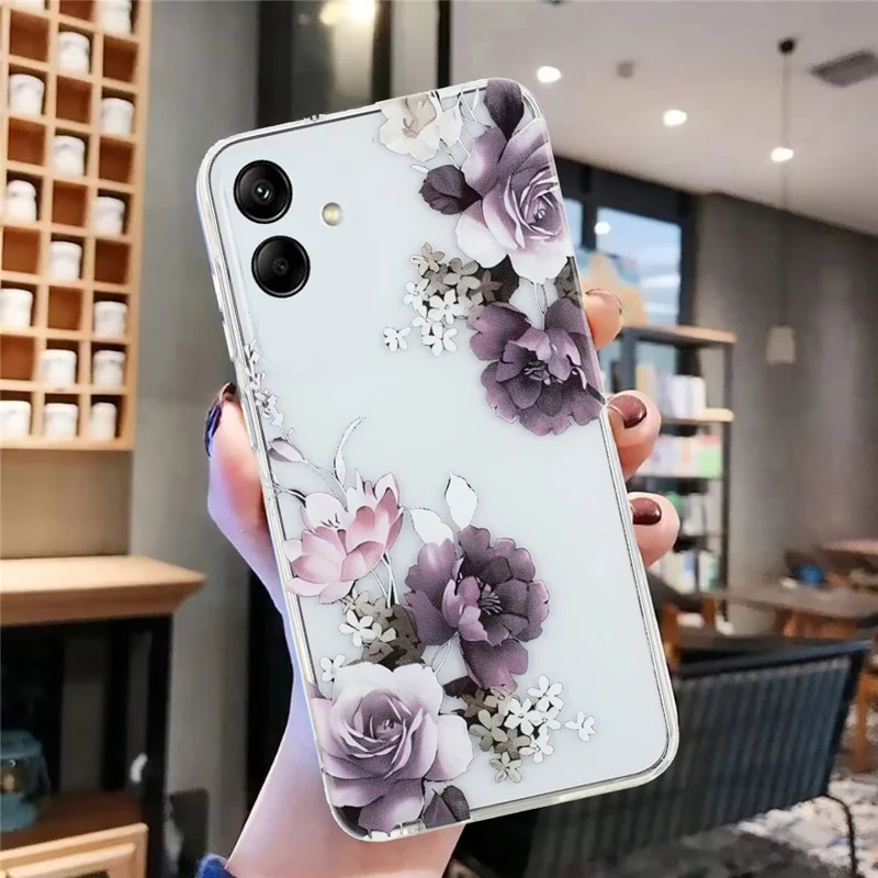 For Samsung Galaxy A05 4G Case TPU Scratch-proof Back Phone Cover with Printing Pattern - Peony