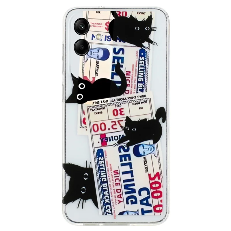 For Samsung Galaxy A05 4G Case TPU Scratch-proof Back Phone Cover with Printing Pattern - Black Cat