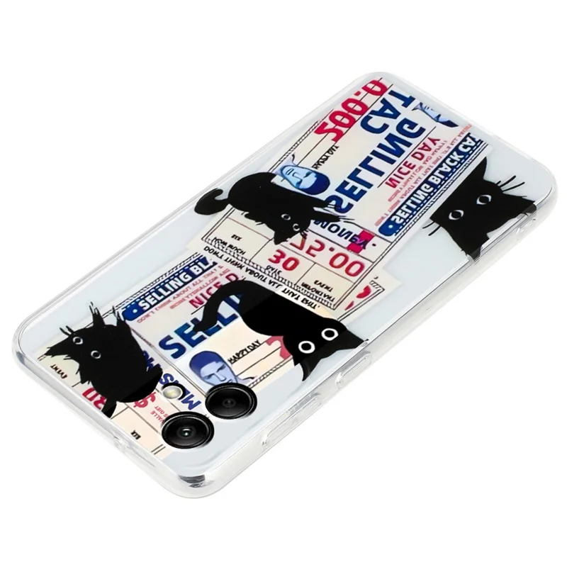 For Samsung Galaxy A05 4G Case TPU Scratch-proof Back Phone Cover with Printing Pattern - Black Cat