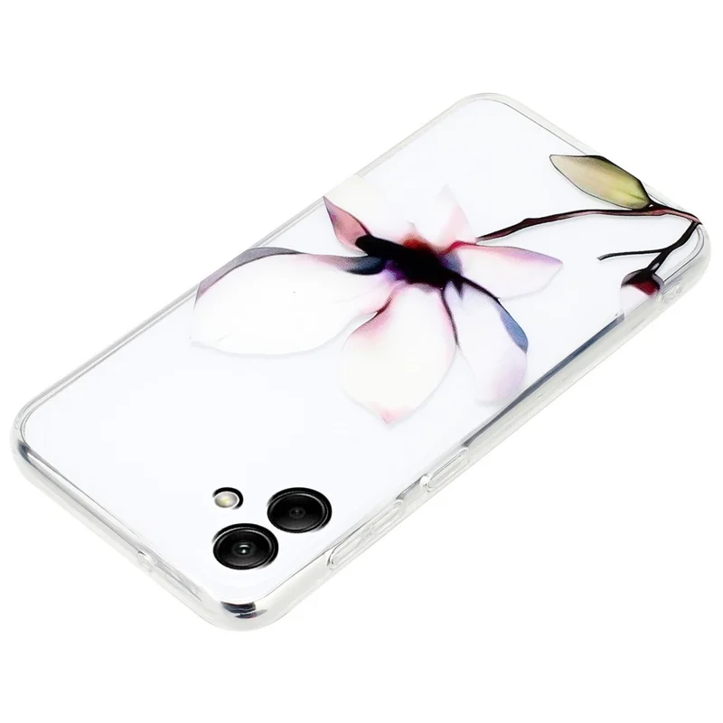 For Samsung Galaxy A05 4G Case TPU Scratch-proof Back Phone Cover with Printing Pattern - White Flower