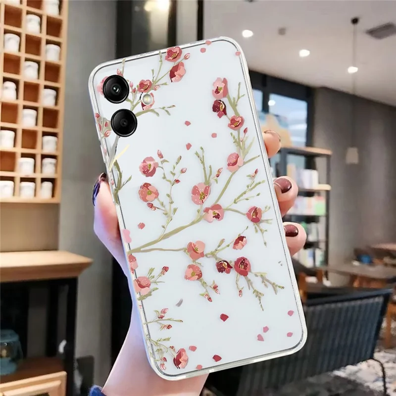 For Samsung Galaxy A05 4G Case TPU Scratch-proof Back Phone Cover with Printing Pattern - Flower