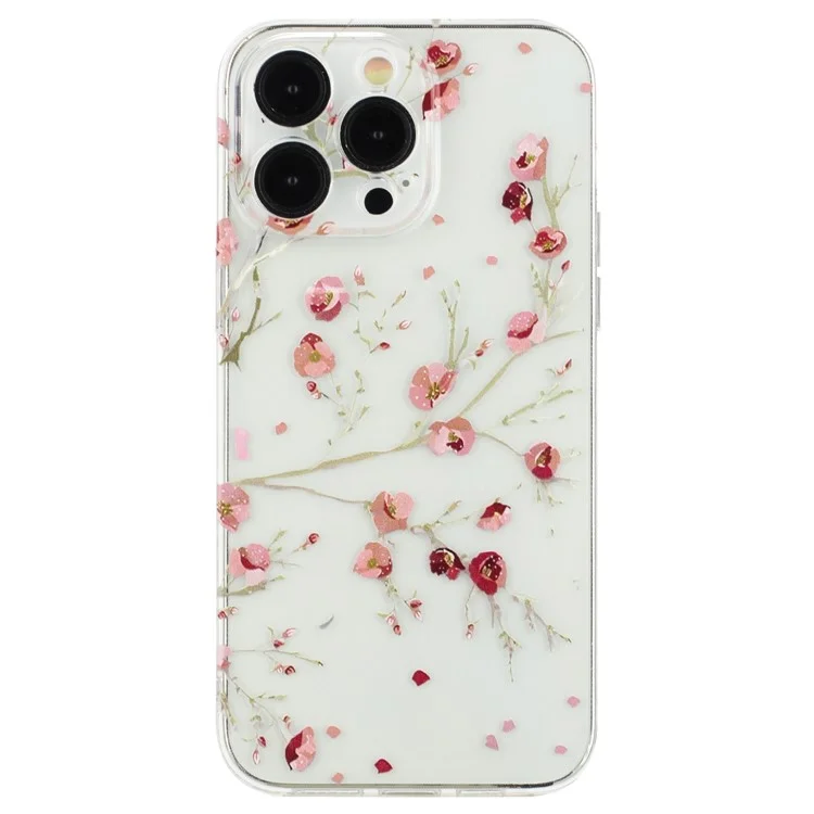 Für iPhone 15 Pro Cover Soft TPU Muster Druck Leichtgewicht Handyhülle - Blume