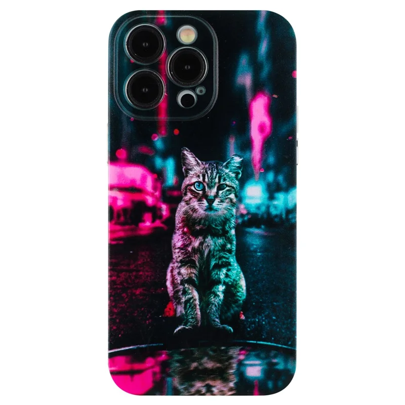 For iPhone 15 Pro Cover Soft TPU Pattern Printing Lightweight Phone Case - Light and Cat