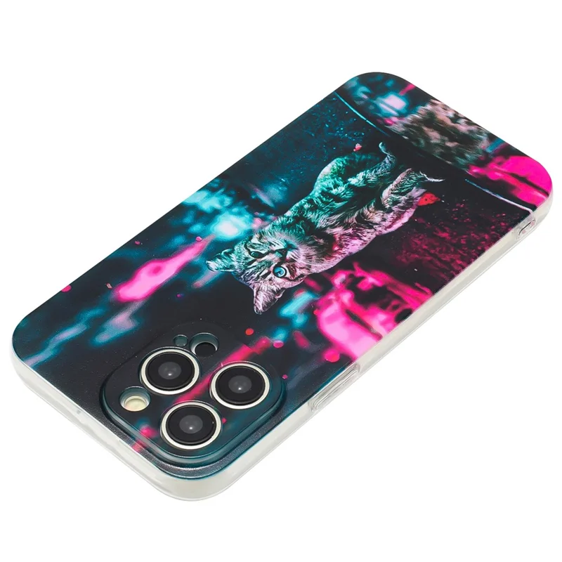 For iPhone 15 Pro Cover Soft TPU Pattern Printing Lightweight Phone Case - Light and Cat